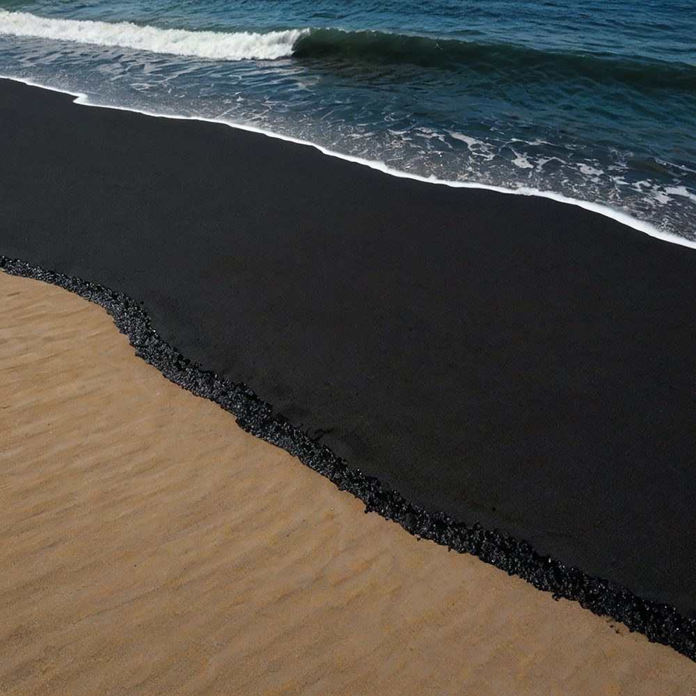 Vue sur une plage sauvage de la Dominique entourée de palmiers et de reliefs verdoyants.