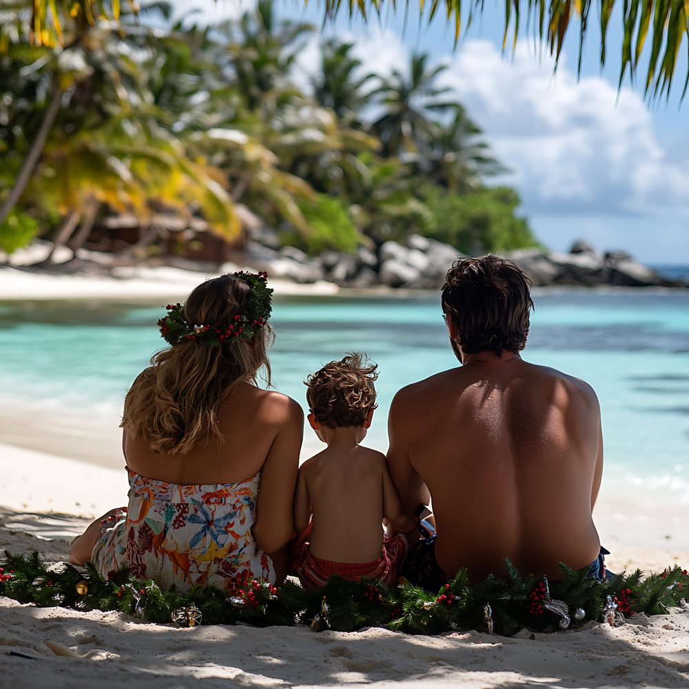 Enfants jouant près de la piscine d’une villa familiale dans les Caraïbes